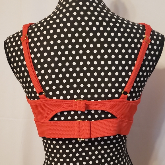 Kona Sol Red Bathing Suit Top Red Adjustable Straps - Picture 2 of 10